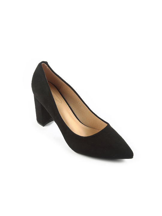 Fshoes Suede Pointed Toe Black High Heels