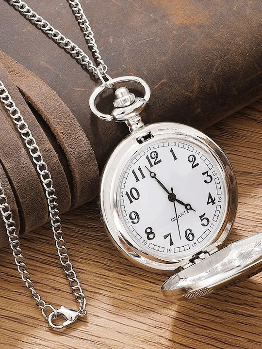 Pocket Watch “Greatest Dad” Silver Shade Gold Details Chain Molfs