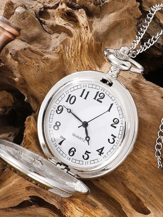Pocket Watch “Greatest Dad” Silver Shade Gold Details Chain Molfs