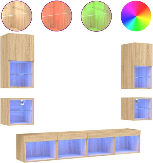 Living Room TV Unit with Lighting Coffee L160xW30xH120cm Living Room TV Unit with Lighting Coffee L160xW30xH120cm