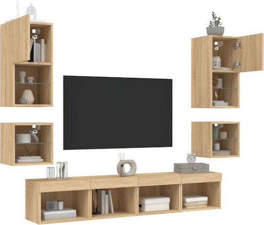 Living Room TV Unit with Lighting Coffee L160xW30xH120cm