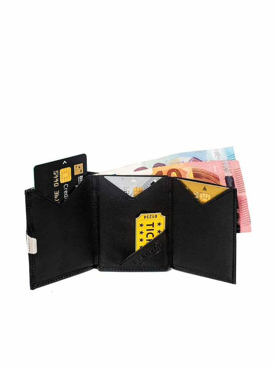 Дървен Мъжки Портфейл За Карти С RFID И Със Слайд Механизъм Черен