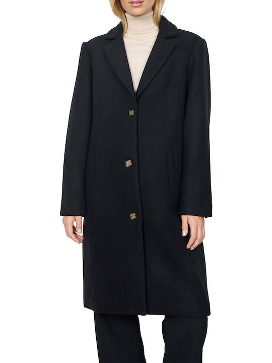 Soya Concept Women's Midi Coat with Buttons Black