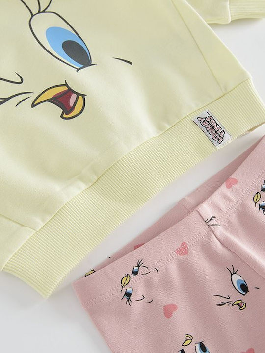 Kids Clothing Set with Leggings Winter 2pcs Ροζ και μπεζ .