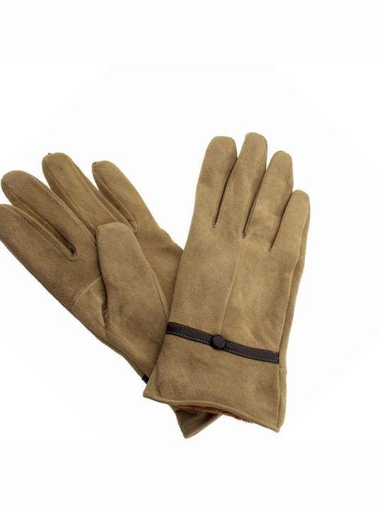 Verde Unisex Leather Gloves Beige