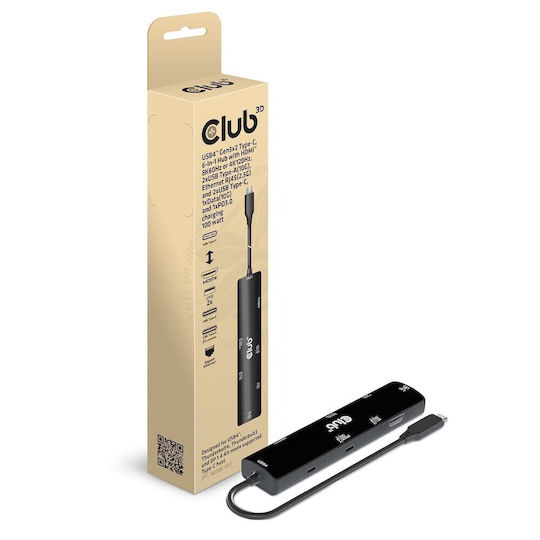 Club3D USB-C Stație de andocare cu HDMI 4K PD Ethernet și conexiune 2 monitoare Negru (CSV-1584)
