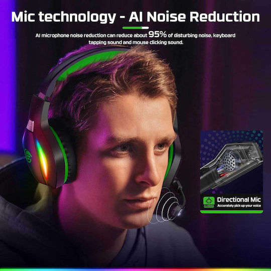 Fachixy FC100 Надушници Геймърски слушалки с връзка 3,5 мм / USB Зелен