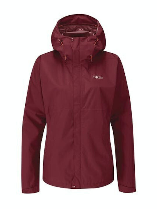 Rab Downpour Eco Къс Дамско Пухено Яке Waterproof за Зима Deep Heather