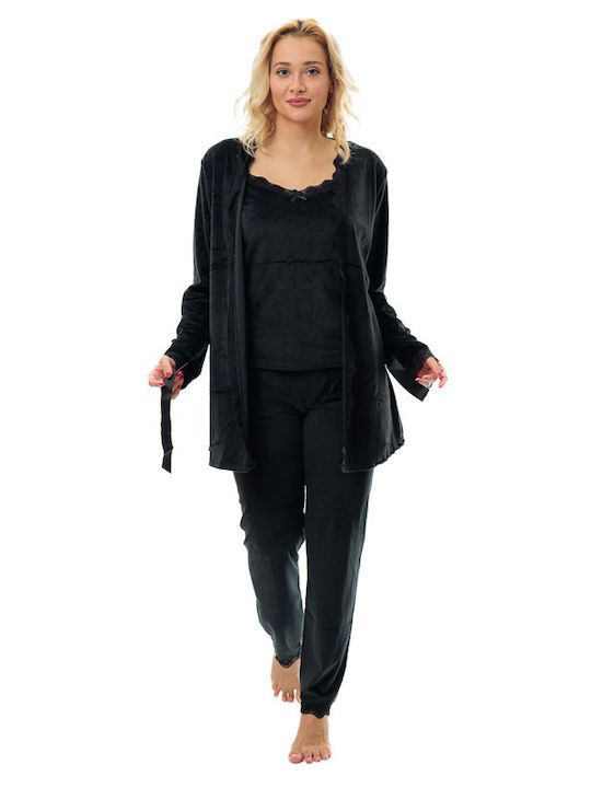 VIolet Winter Women's Pyjama Set Velvet Black