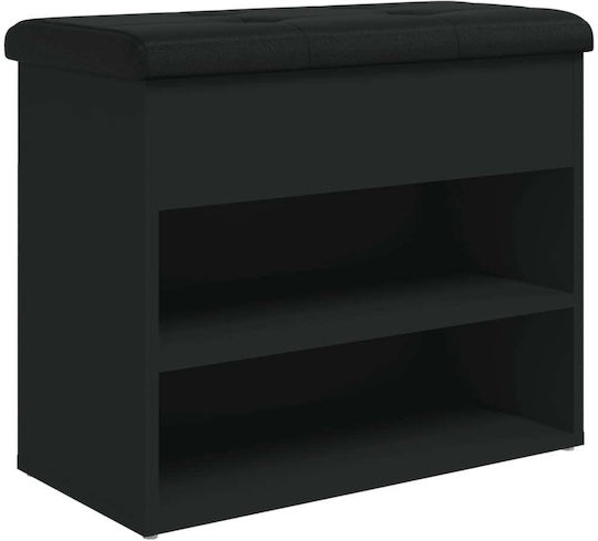 Мебел за антре с Шкаф за Обувки и Пейка Черен 62x32x50см