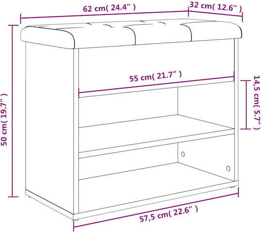 Entry Furniture with Shoe Rack & Bench White 62x32x50cm