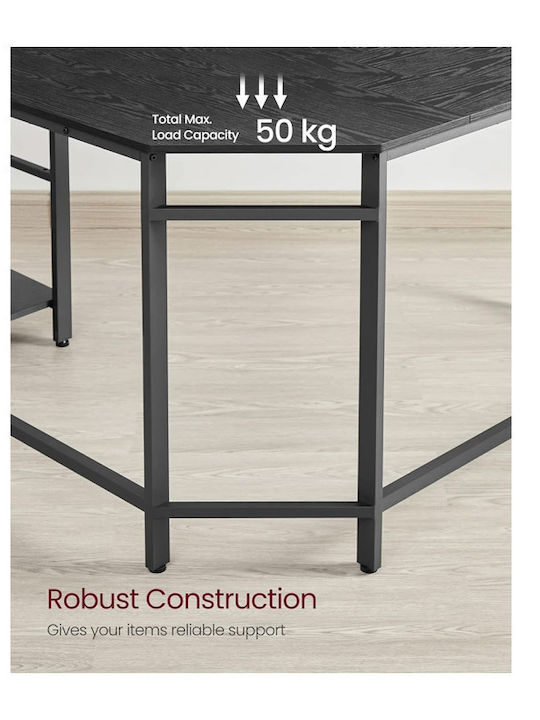 Corner Desk Wooden Black with Metal Legs 138x138x75cm