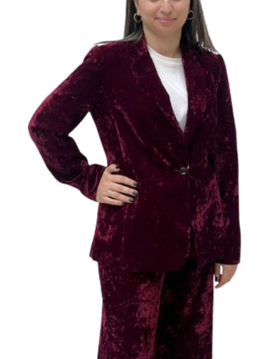 Pennyblack Γυναικείο Βελούδινο Σακάκι Burgundy