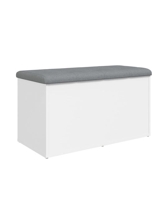 Stool For Living Room With Storage Space Wooden White 82x42x45cm