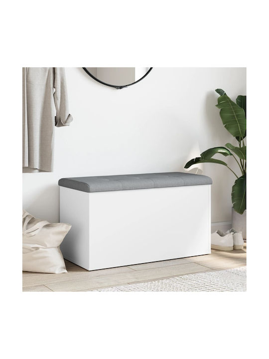 Stool For Living Room With Storage Space Wooden White 82x42x45cm