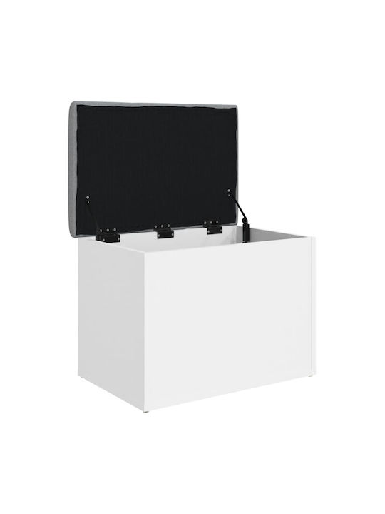 Stool For Living Room With Storage Space Wooden White 62x42x45cm