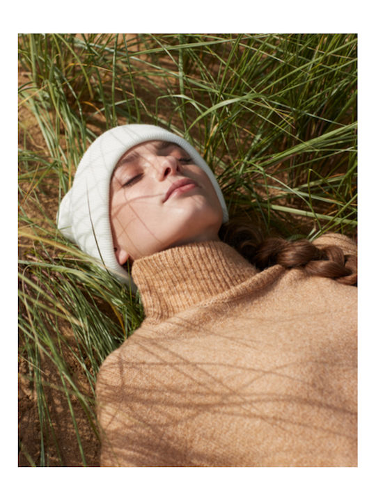 Beanie Unisex Σκούφος Πλεκτός σε Λευκό χρώμα