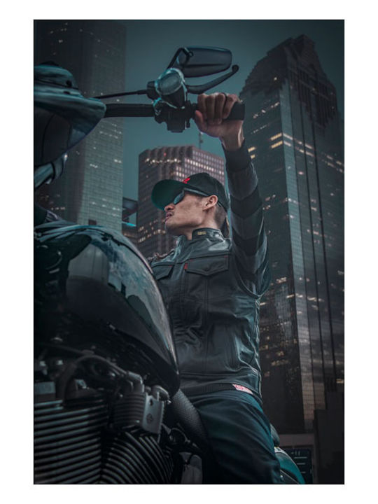 13 1/2 Magazine Bărbătesc Vestă de motocicletă De piele 4 Sezoane Negru