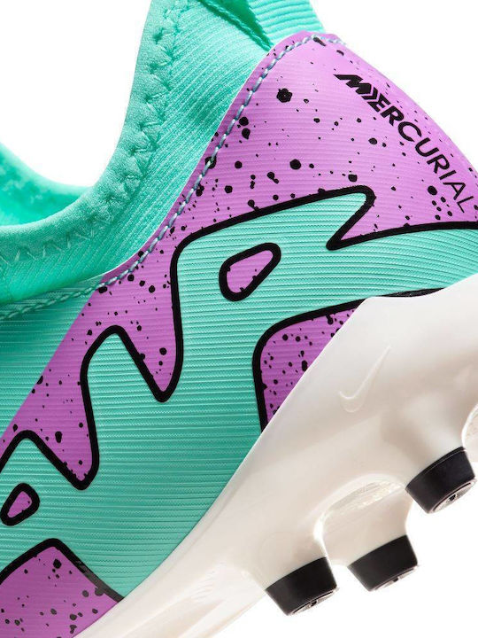 Kids Molded Soccer Shoes with Sock without Laces Hyper Turquoise / Black / White / Fuchsia Dream