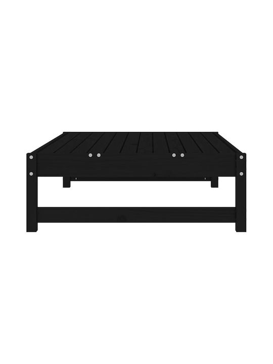 Дървено Градински Табурет Куб Черен 120x80x30см