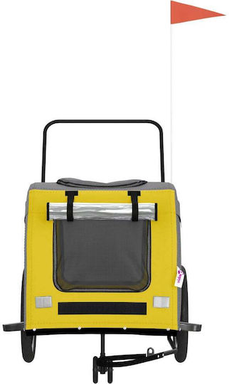 Vidaxl Bicycle Trailer for Pets Yellow Gray Oxford Fabric Iron