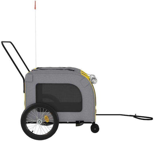 Vidaxl Bicycle Trailer for Pets Yellow Gray Oxford Fabric Iron