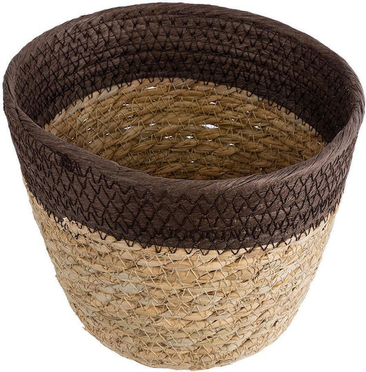 GloboStar Lefkada Planter Rattan Beige with Stand 18x18x15cm.