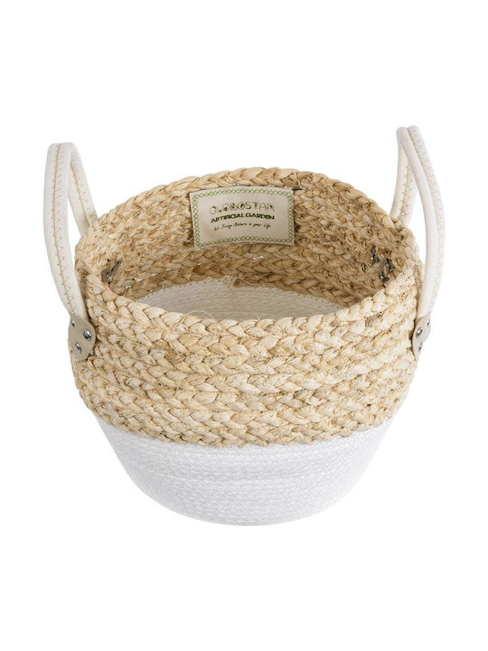 GloboStar Santorini Übertopf Rattan Beige 28x28x24εκ.