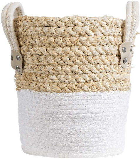 GloboStar Artificial Garden Nevada Planter Rattan Beige with Stand 23x23x23cm.