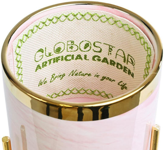 GloboStar Artificial Garden Colorado Κασπώ Κεραμικό Ροζ Χρυσό με Βάση 8x8x17εκ.