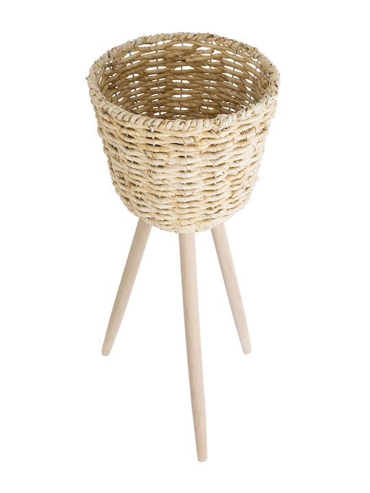 GloboStar Artificial Garden Limnos Κασπώ Ξύλινο Μπεζ με Βάση 26x26x66εκ.