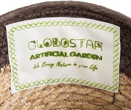 GloboStar Lefkada Planter Rattan Beige with Stand 18x18x15cm.