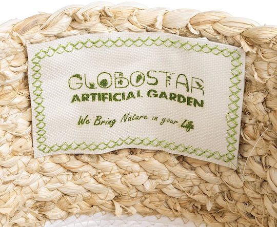 GloboStar Artificial Garden Nevada Planter Rattan Beige with Stand 23x23x23cm.
