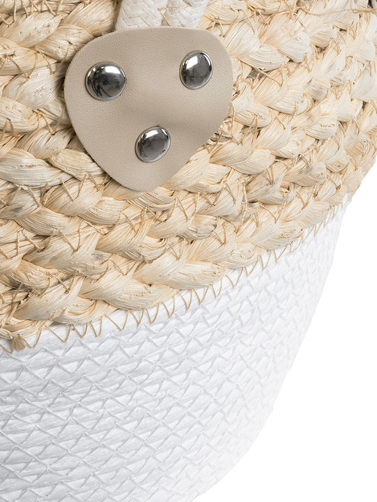 GloboStar Artificial Garden Nevada Planter Rattan Beige with Stand 33x33x28cm.