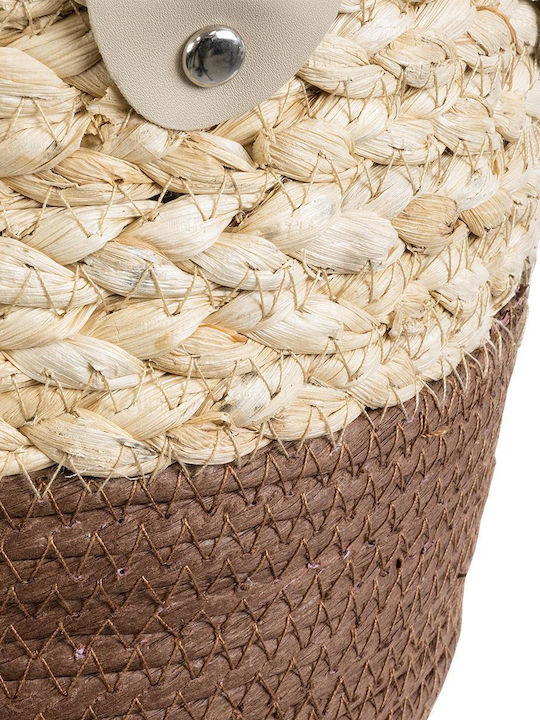 GloboStar Artificial Garden Carolina Planter Rattan Beige with Stand 23x23x23cm.