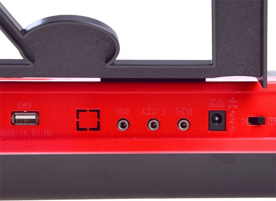 Jokomisiada Tastatur 61KL mit 61 Tasten mit Notenständer Rot