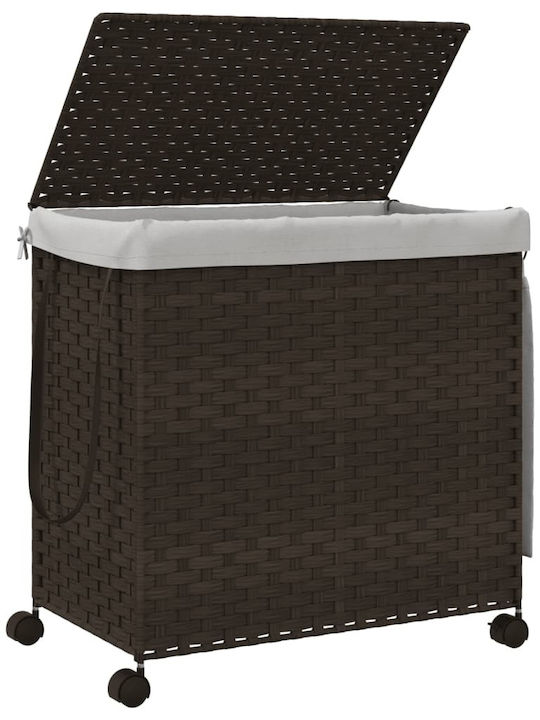 vidaXL Laundry Basket Fabric Folding with Cap 60x35x60.5cm Brown