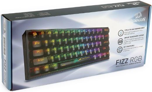 Redragon K617 FIZZ Gaming Mechanical Keyboard 60% with Custom switches and RGB lighting (English US) CTB
