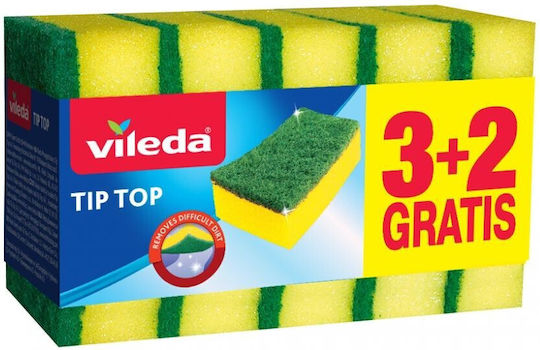 Vileda Tip-top Set Bureți de bucătărie Plăci Galbeni 5buc