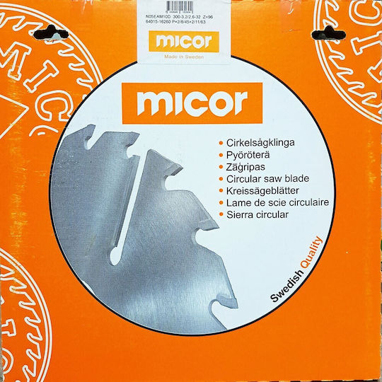 Micor Micor 300/96χ3 2χ3 2 Micor Sweden Δίσκος Κοπής Αλουμινίου