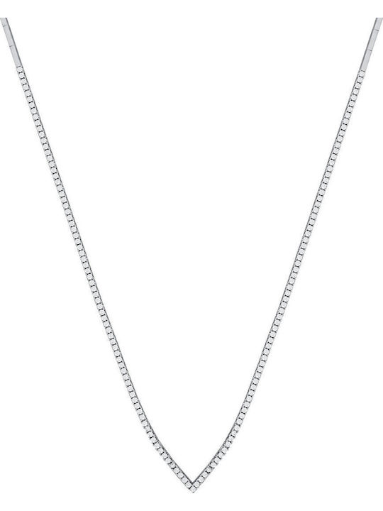 Kiriakos Gofas Set with Necklace & Bracelet from White Gold 14K with Stones