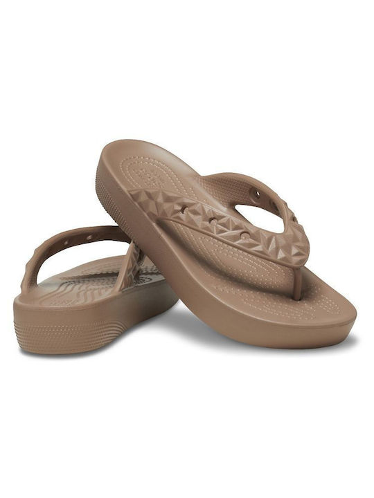 Crocs Classic Women's Platform Flip Flops Brown