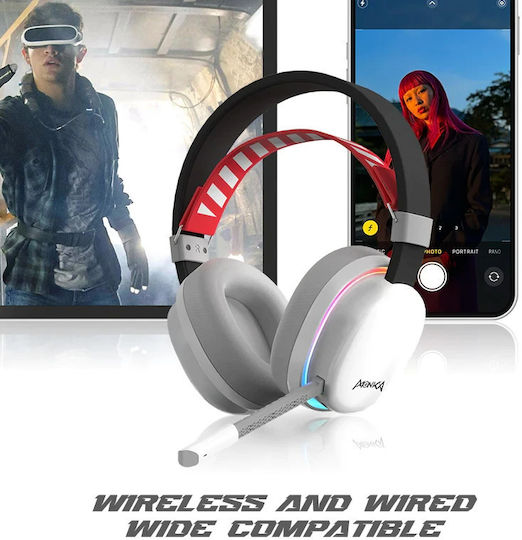 Marvo Monka Echo Ασύρματο Over Ear Gaming Headset με σύνδεση Bluetooth Λευκό