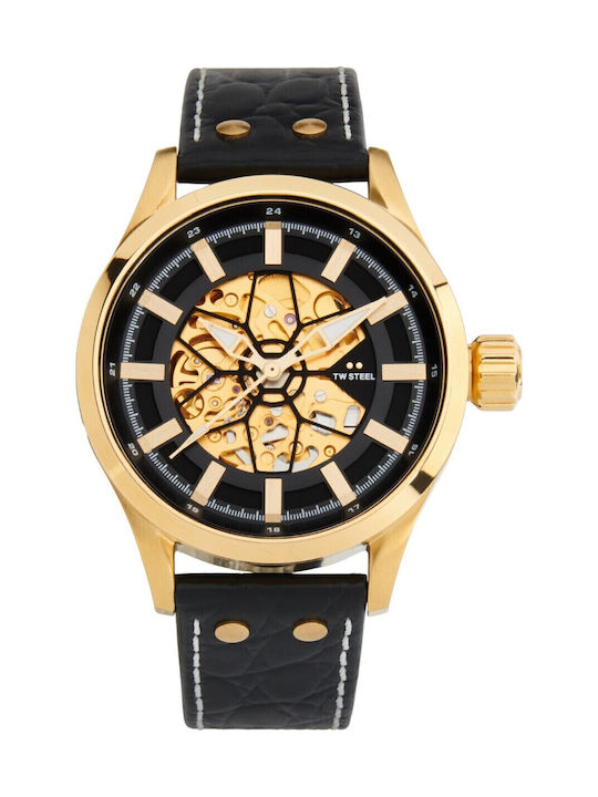 TW Steel Volante Men's Watch Automatic with Black Leather Strap