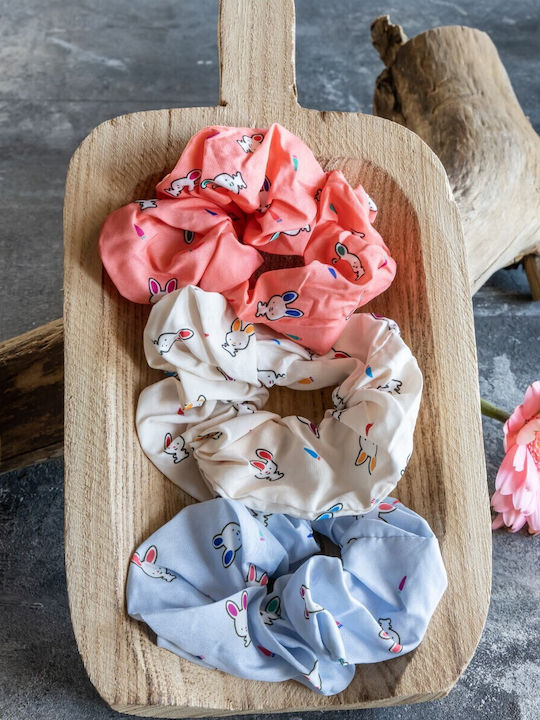 Cuoro Σετ Παιδικά Λαστιχάκια Scrunchies Μπεζ