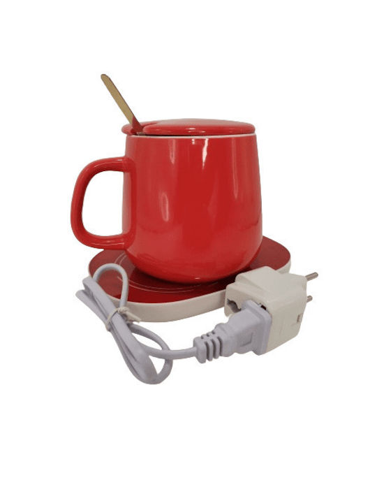 Βάση Mug Ceramic with Lid Red 350ml 1pcs