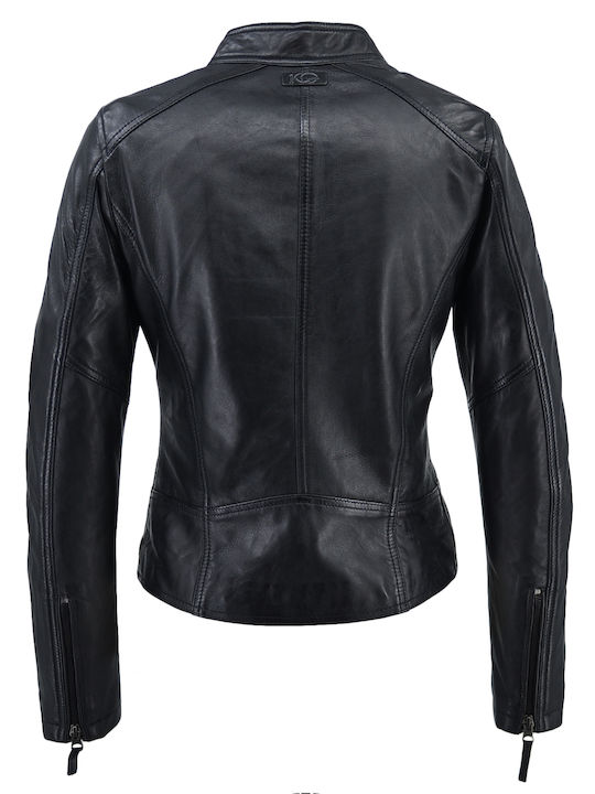 Δερμάτινα 100 Women's Short Lifestyle Leather Jacket for Winter Black (BLACK)