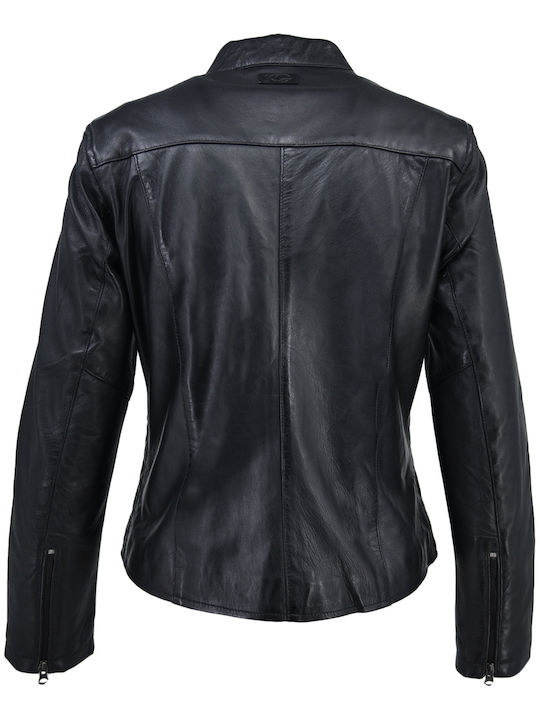 Dermatina 100 Κωδικος Women's Short Lifestyle Leather Jacket for Winter Black (BLACK)