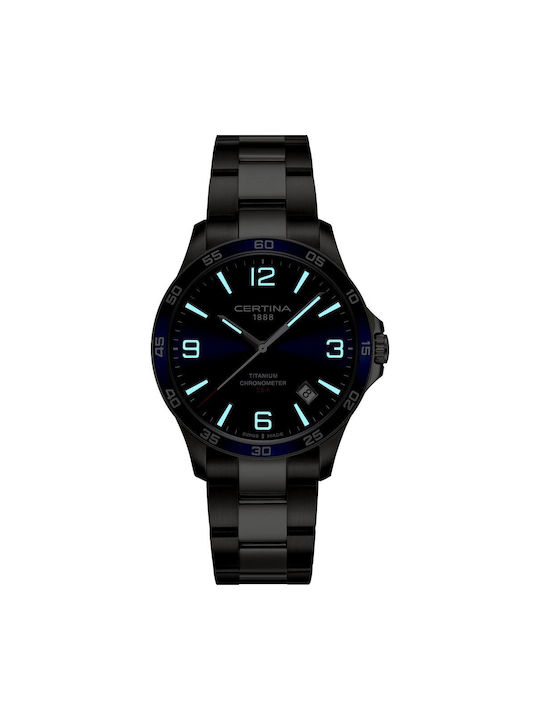 Certina Ds-8 Ανδρικό Ρολόι 41.5mm Μπαταρίας με Ασημί Μεταλλικό Μπρασελέ