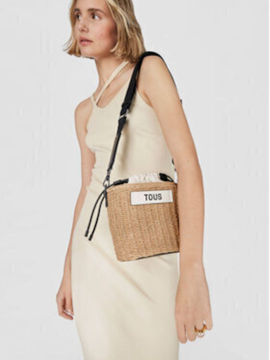 Natural Saca Scoubidou Straw Women's Bag Shoulder Beige